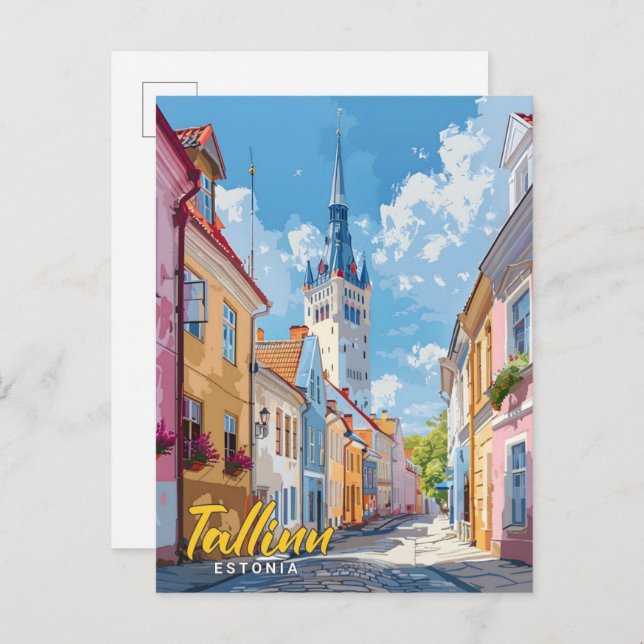 Blue Sky in Tallinn Estonia Vintage Travel  Postcard (Front/Back)
