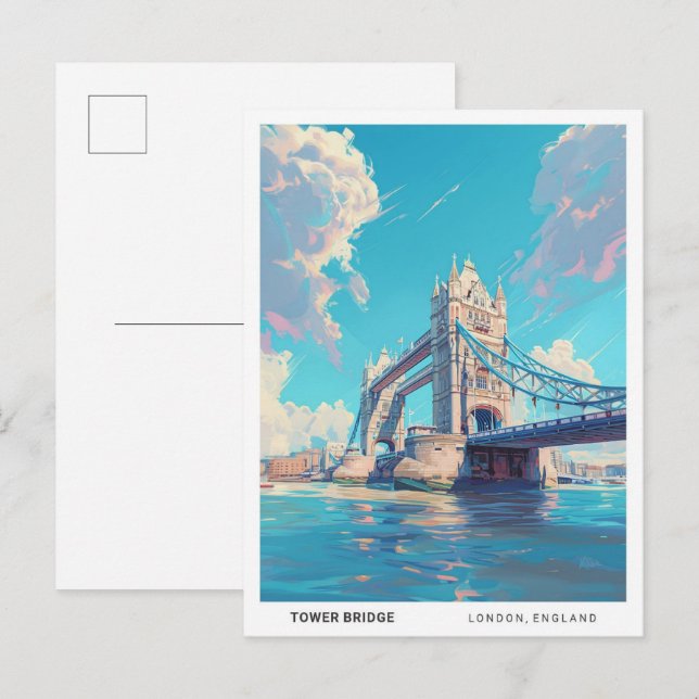 Blue Sky in Tower Bridge London England Travel  Postcard (Front/Back)