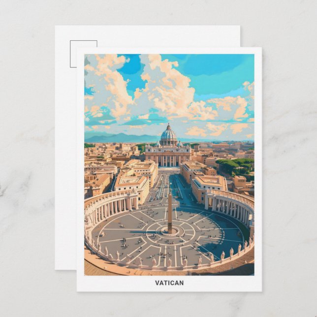 Blue Sky in Vatican Vintage Travel  Postcard (Front/Back)