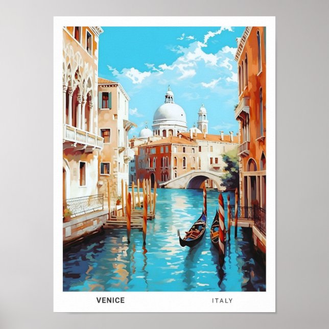 Blue Sky in Venice Italy Vintage Travel  Poster (Front)