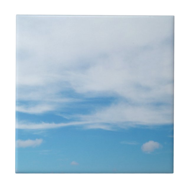 Blue Sky Lovely Summer Day White Clouds Ceramic Tile (Front)