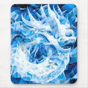Blue Sky Mosaic Dragon Mouse Pad