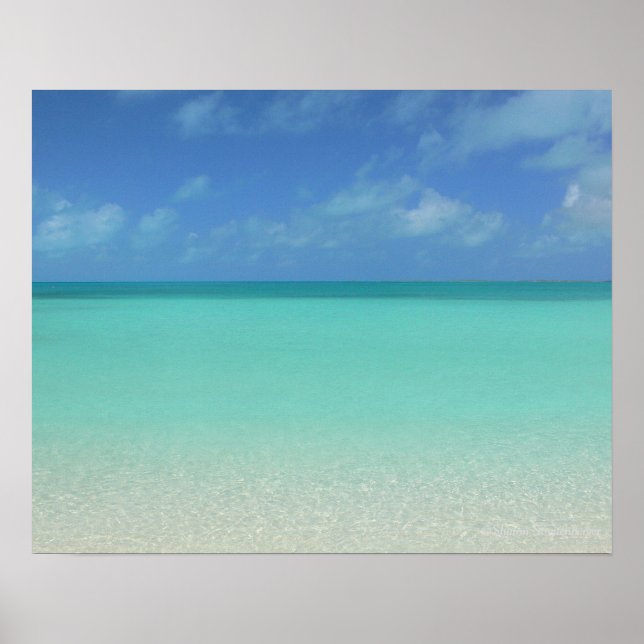 "BLUE SKY OVER CLEAR BLUE GREEN CARIBBEAN WATER" POSTER (Front)