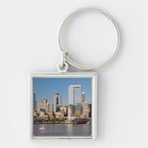 Blue sky over the Elliott Bay waterfront Key Ring