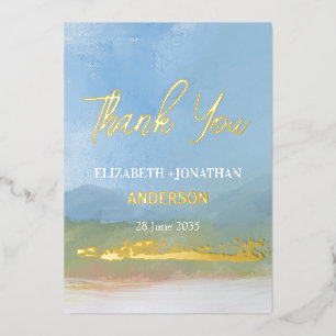 Blue Sky Painted Landscape Wedding Thank You