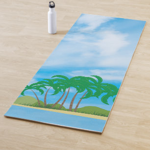 Blue Sky Palms Island Fitness Elegant Template Yoga Mat