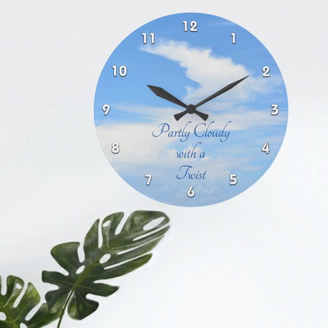 Blue Sky Partly Cloudy with a Twist Large Clock (Creator Uploaded)