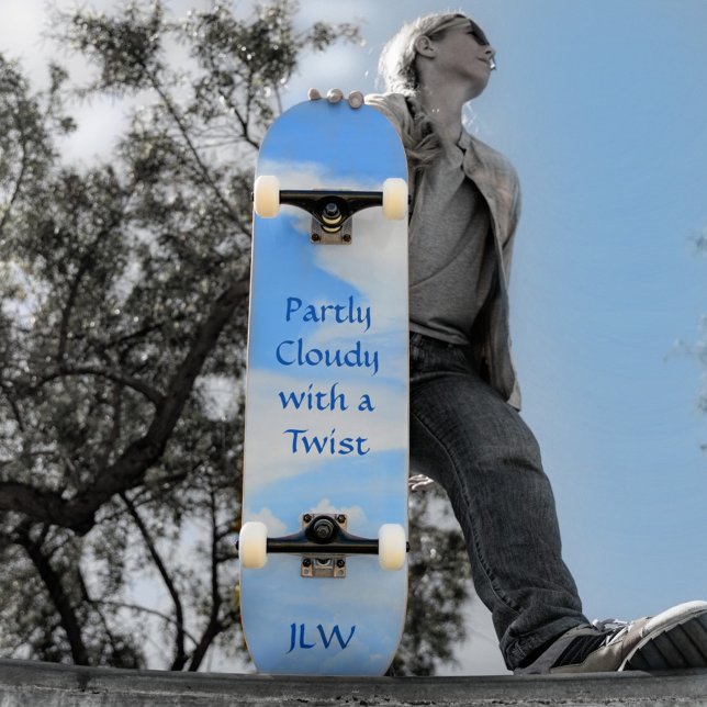 Blue Sky Partly Cloudy with a Twist Photographic Skateboard (Creator Uploaded)
