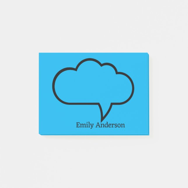 Blue sky Personalised Name Talk Bubble Post-it Notes (Front)