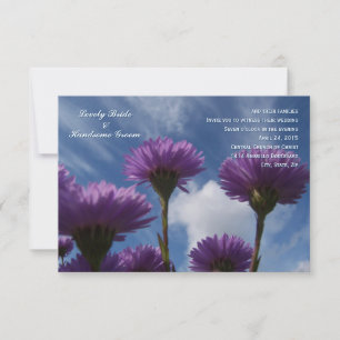 Blue Sky Purple Flower Small Wedding Invitation