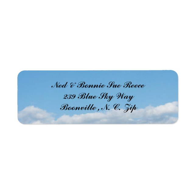 BLUE SKY-RETURN ADDRESS LABEL RETURN ADDRESS LABEL (Front)