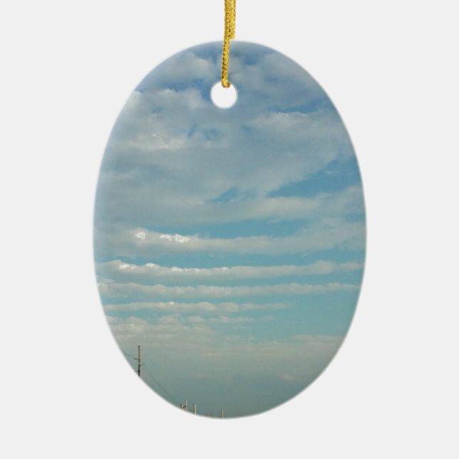 blue sky ripple clouds ceramic ornament (Front)
