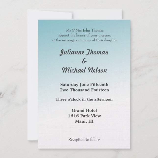 Blue Sky Romantic Wedding Invitation (Front)