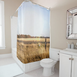 Blue Sky Rustic Country Field Shower Curtain