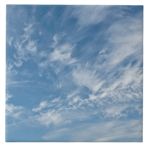 Blue Sky Scattered White Clouds Blue Pattern Ceramic Tile