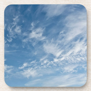 Blue Sky Scattered White Clouds Blue Pattern Coaster