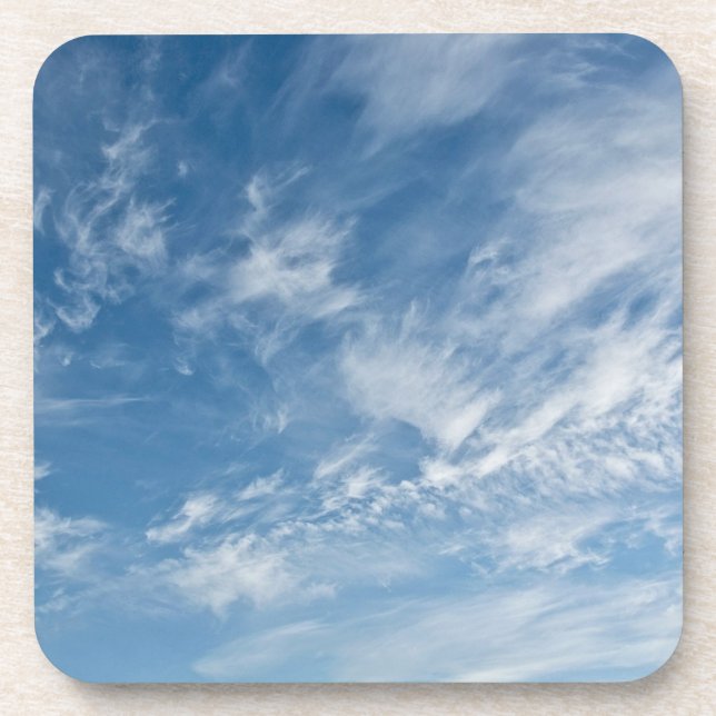Blue Sky Scattered White Clouds Blue Pattern Coaster (Front)