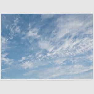 Blue Sky Scattered White Clouds Blue Pattern Tissue Paper