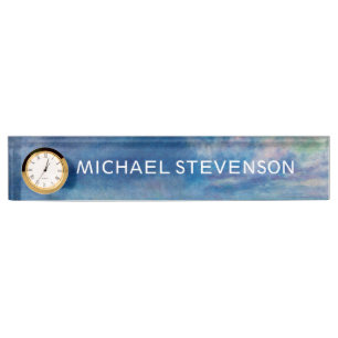 Blue Sky Sea Abstract Unique Chic Modern Minimal Nameplate