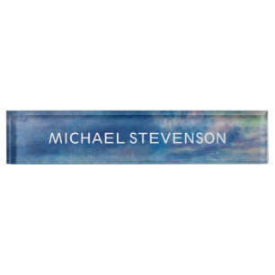 Blue Sky Sea Abstract Unique Chic Modern Minimal Nameplate