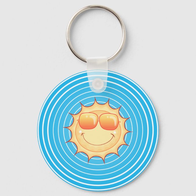 Blue Sky Smiling Sun Key Ring (Front)