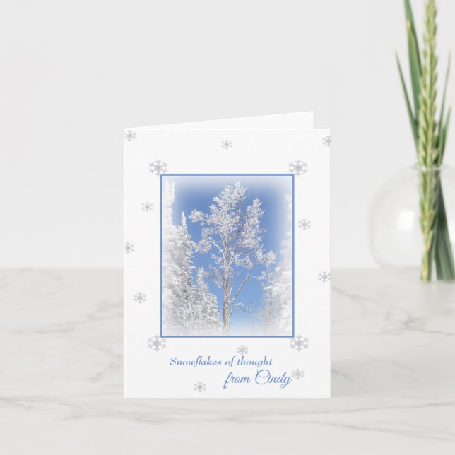 Blue Sky Snowy Aspen Personalised Note Card (Front)