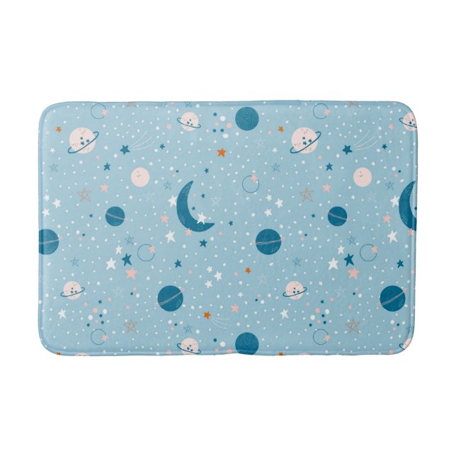 Blue Sky & Space Pattern Bath Mat (Front)