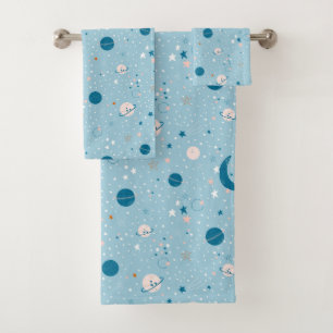 Blue Sky & Space Pattern Bath Towel Set