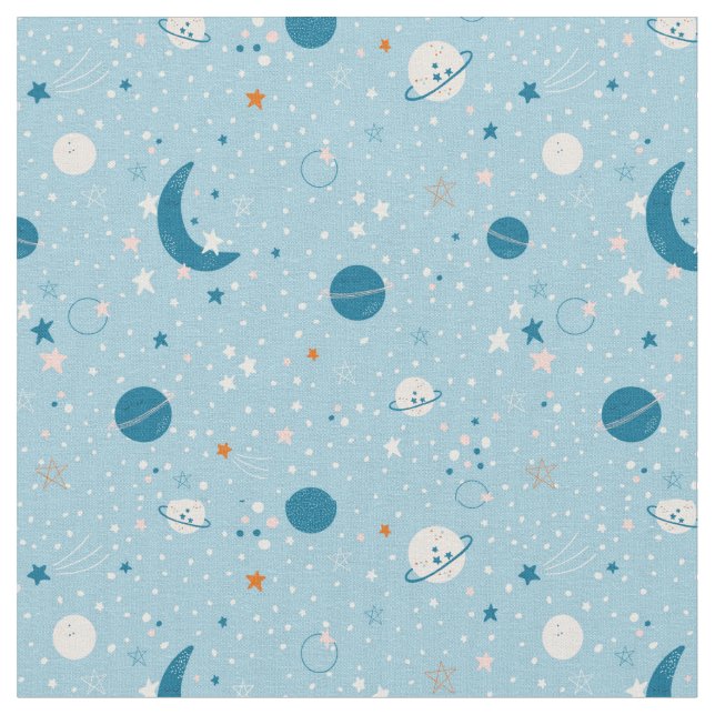 Blue Sky & Space Pattern Fabric (Close Up)