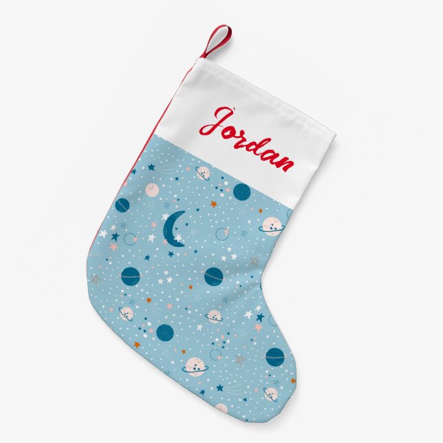 Blue Sky & Space Pattern Small Christmas Stocking (Front (Hanging))