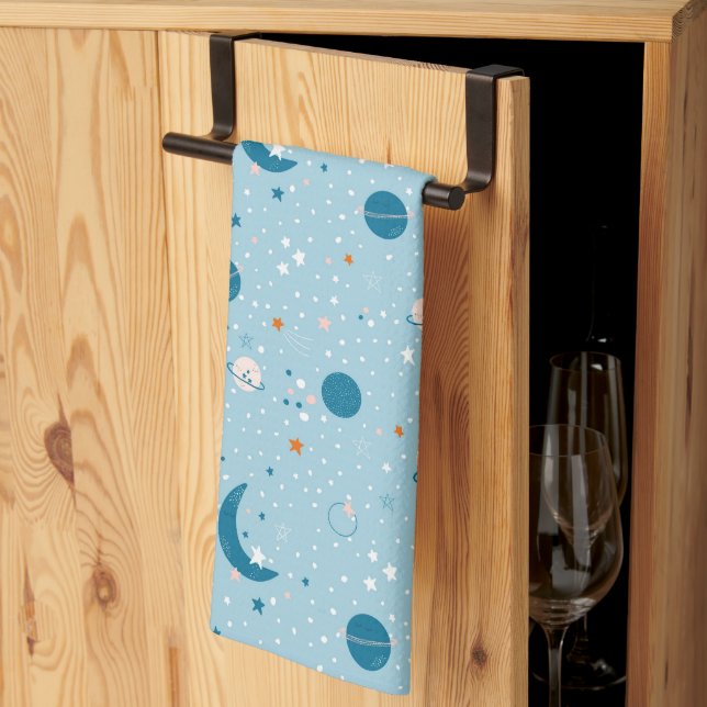 Blue Sky & Space Pattern Tea Towel (Thirds Fold)