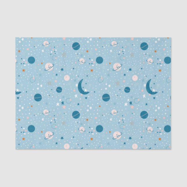 Blue Sky & Space Pattern Tissue Paper (Front)