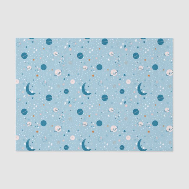 Blue Sky & Space Pattern Tissue Paper (Front)