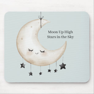 Blue Sky Stars Happy Moon Eyelashes Mouse Pad