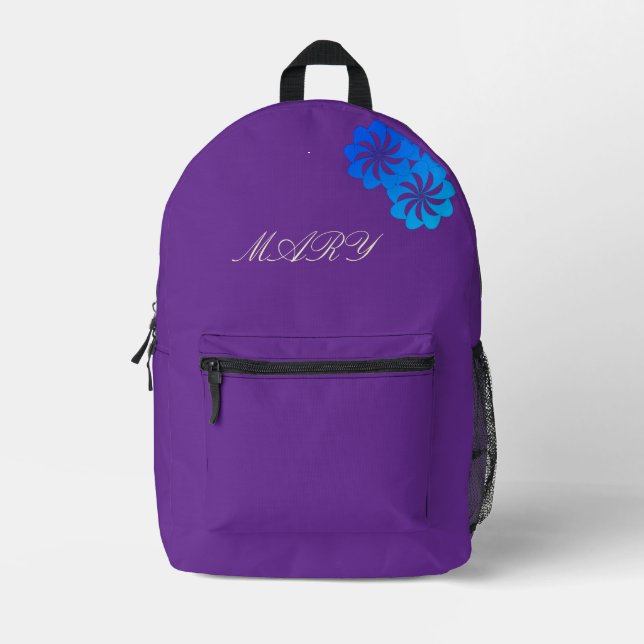 Blue sky stars printed backpack (Front)