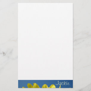 Blue Sky Stationery Your Name sunflower petals