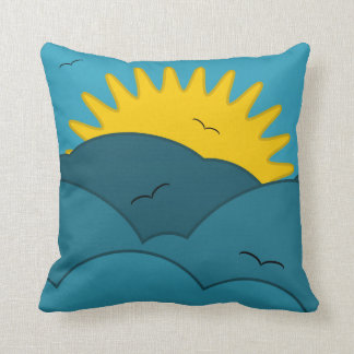 Blue Sky Throw Pillow with Sun