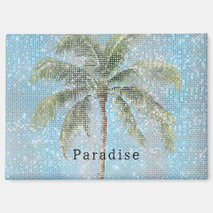 Blue Sky Tropical Palm Tree Sparkle  Magnet