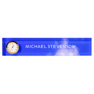 Blue Sky Unique Chic Modern Minimal Desk Name Plat Nameplate