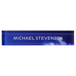 Blue Sky Unique Chic Modern Minimal Nameplate