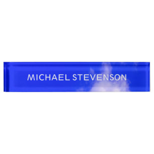 Blue Sky Unique Chic Modern Minimal Nameplate