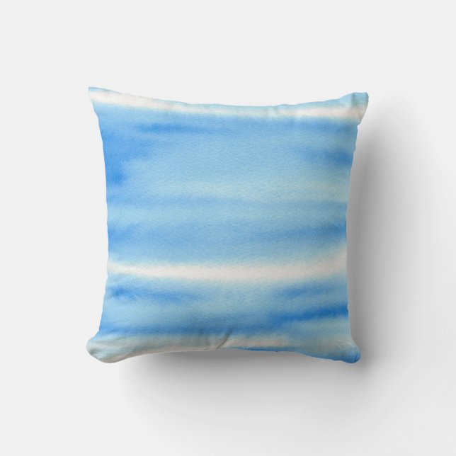 Blue Sky Watercolor Abstract Pillow (Front)