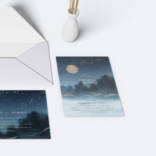 Blue Sky Watercolor Landscape Rehearsal Dinner Invitation (Creator Uploaded)