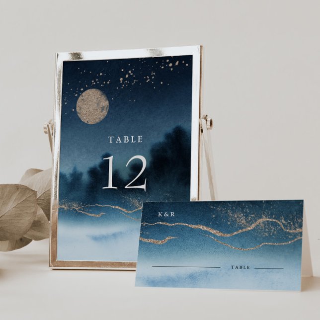 Blue Sky Watercolor Landscape Wedding Place Card (Creator Uploaded)