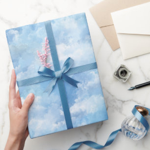 Blue Sky Watercolor Mist White Abstract Pattern Wrapping Paper