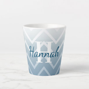 Blue Sky White Chevron Latte Mug