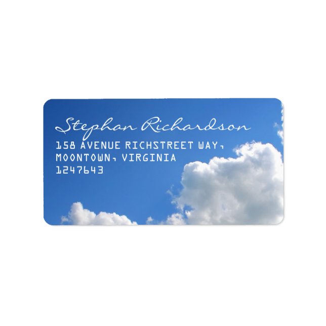 blue sky white clouds address labels (Front)