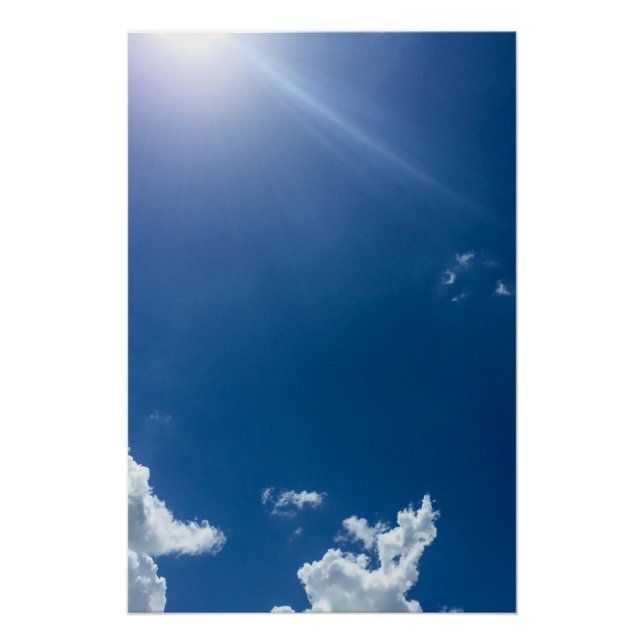 Blue Sky White Clouds Background Cloudy Skies Poster (Front)