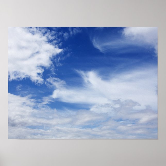 Blue Sky White Clouds Background - Customised Poster (Front)