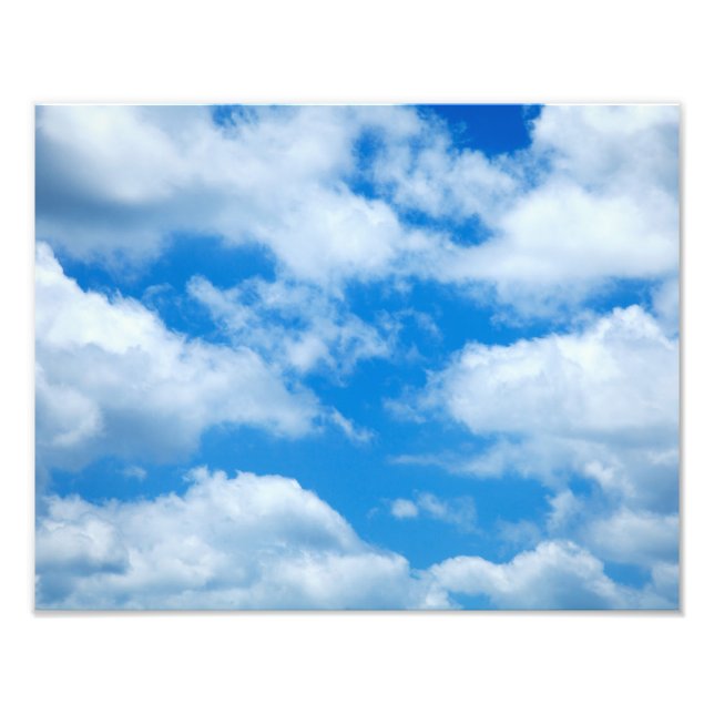 Blue Sky White Clouds Heavenly Skies Background Photo Print (Front)